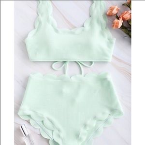 Zaful highwaisted scallop mint green bikini